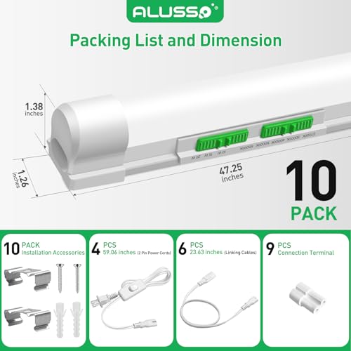 4FT LED Shop Lights with 5CCT Selectable (10 Count)