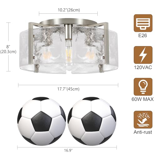 Modern Brushed Nickel Semi Flush Mount Ceiling Light