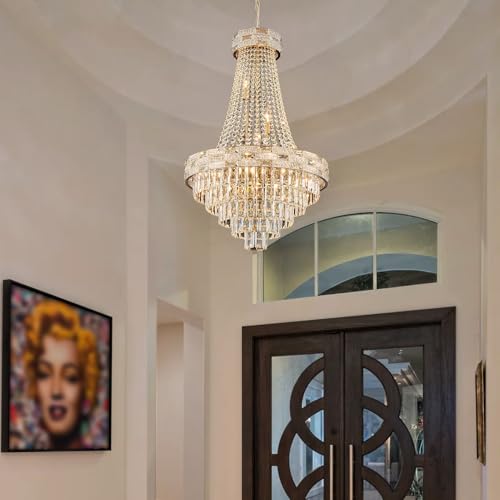 12 Light Gold Crystal Chandeliers