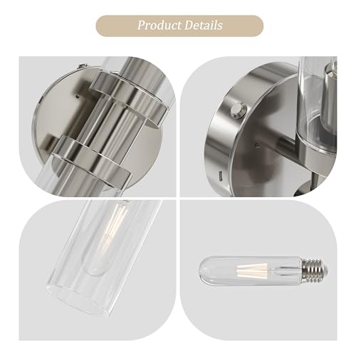 Nickel Wireless Battery Operated Wall Sconce with Remote Control (2 Count)