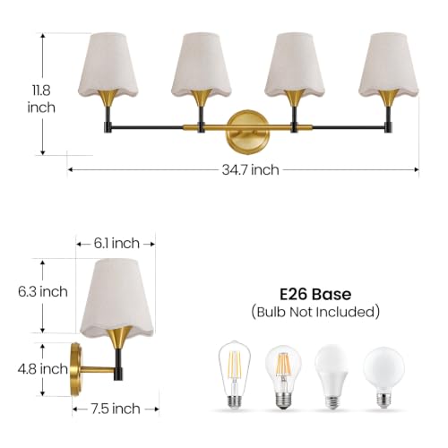 Black Gold Bathroom Vanity Light (Black Gold / 4 LIGHT)