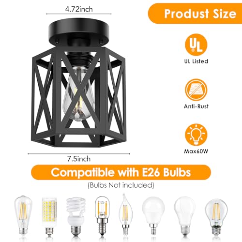 2 Pack Semi Flush Mount Ceiling Light for Hallway Light Fixture (2 Count)