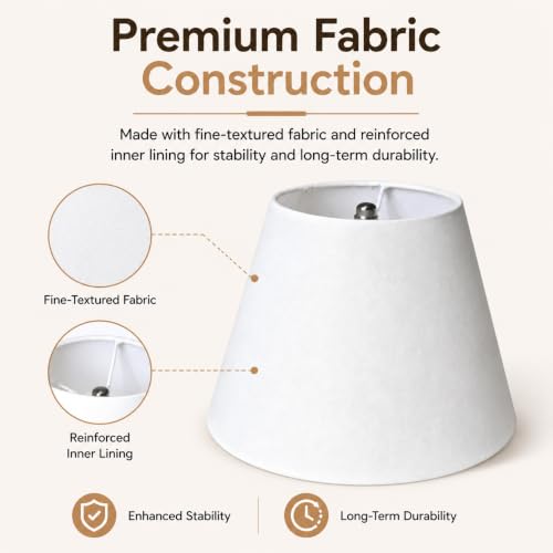 Small clip on Lamp Shades Set of 2 White Linen 5.5" x 10" x 6.6" (2 Count)