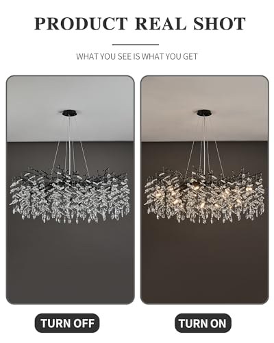 Modern Black Tree Branch Crystal Chandelier Luxury Crystal Pendant Lighting 40" Contemporary 14