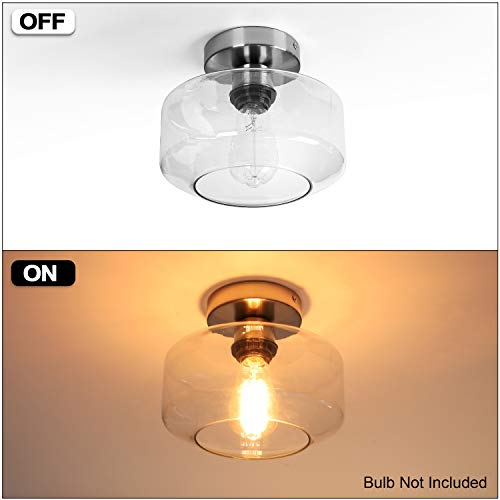 Industrial Semi Flush Mount Ceiling Light Brushed Nickel