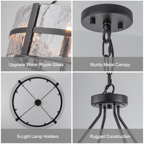 28" Black Glass Chandelier for Dining Room
