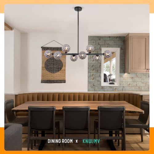 Black Linear Chandelier for Dining Room Globe Island Light Grey Chandelier