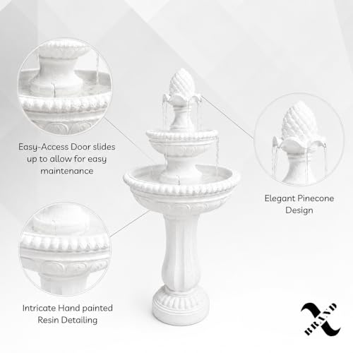 39" 2 Tier Outdoor Freestanding Solar Water Fountain