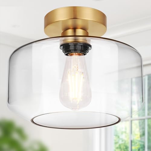 Industrial Semi Flush Mount Ceiling Light Brushed Gold
