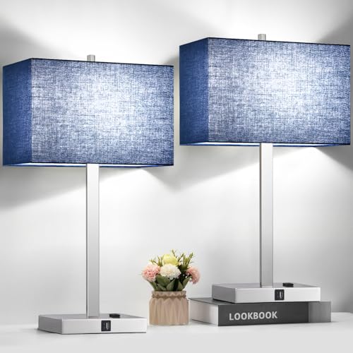 21" Set of 2 Table lamp with USB A+C & AC Outlets (2 Count)