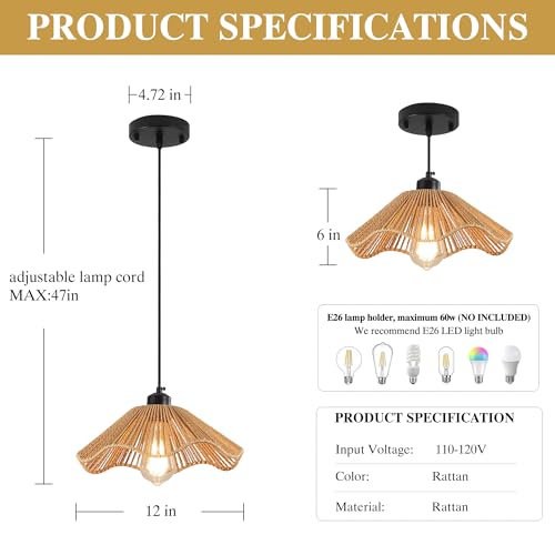 Boho Rattan Pendant Light