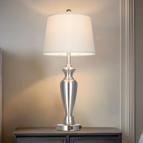 30" Tall Silver Table Lamp for Living Room