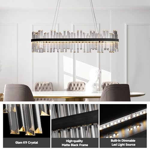 Black Led Modern Crystal Chandelier