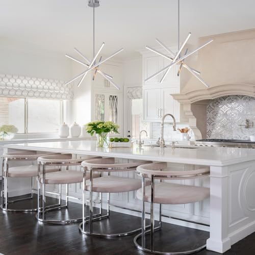 5 Lights Modern Sputnik Chandelier Brushed Nickel LED Sputnik Light Fixture