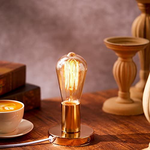 2 Pcs Polished Metal Desktop Lamp Base E26 E27 Screw Light Bulb Holder Sockets Night Light Base Lamp Replacement for Holding Bulb 6 Feet Cord on Off Switch Plug (2 Count)