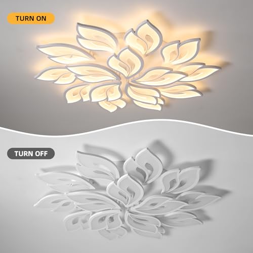 39.4" Flower Shaped Ceiling Light Dimmable Modern Ceiling Lamp Remote Control LED Lighting Fixture for Living Room Kitchen Dining Room