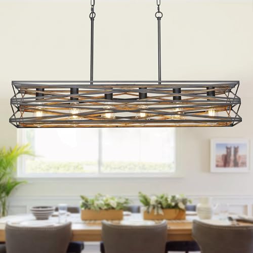 40''Large Farmhouse Rectangular Chandeliers for Dining Room (6 Count)