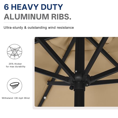 Solar Led Patio Umbrella with 24 Lights 7.5FT