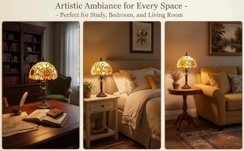 Tiffany Lamp Stained Glass 3 Way Table Lamp