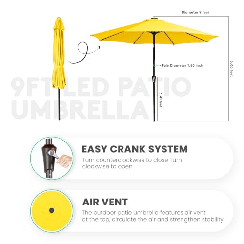 9' Patio Umbrella with Solar Lights