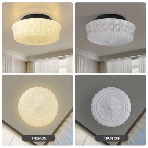 White Milk Glass Ceiling Light Fixture (4 Count)