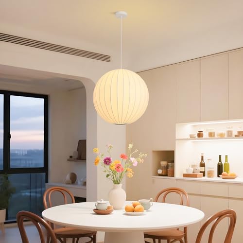 Globe Silk Pendant Light 20in Oversized