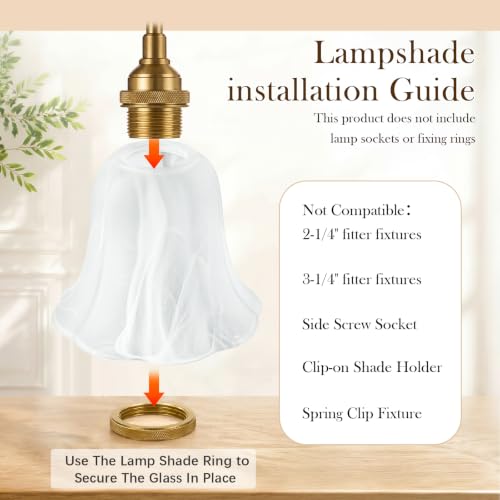 6 Pcs Marble Flower Bell Shaped Glass Lamp Shade Replacement (6 Count)