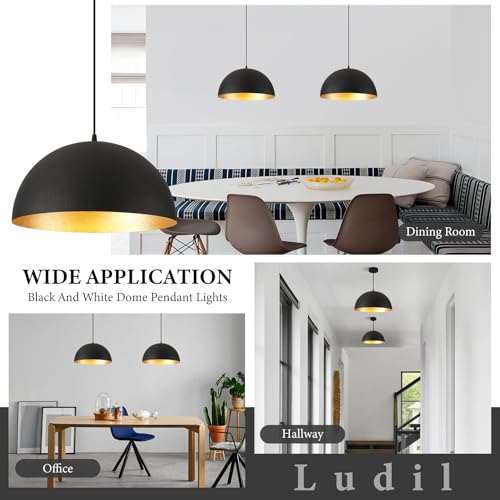 12" Black and Gold Farmhouse Pendant Light Fixtures