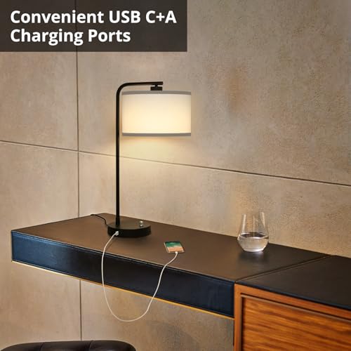 Table Lamp for Bedroom with USB C+A Ports