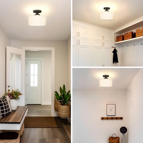 Artistic Black Handcrafted Semi Flush Mount Ceiling Light