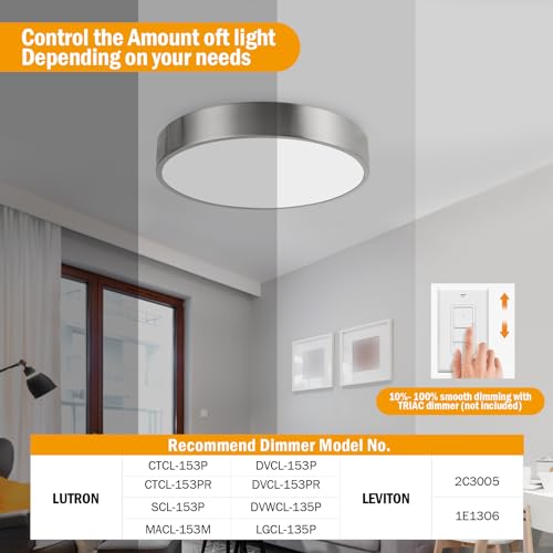 13inch Round Bathroom Ceiling Lighting Fixture (Brushed Nickel)
