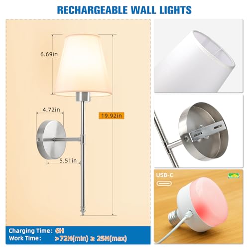 19.9 inch Battery Operated Wall Sconce Set of 2 (2 Count)