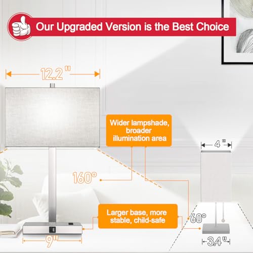 21" Set of 2 Table lamp with USB A+C & AC Outlets (2 Count)