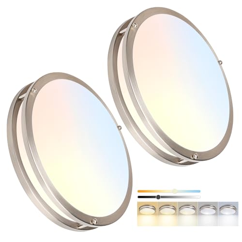 12inch LED Flush Mount Ceiling Light Fixture Dimmable Brushed Nickel (2 Count)