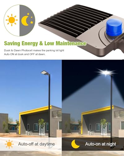LED Parking Lot Shoebox Light with Dusk to Dawn Photocell