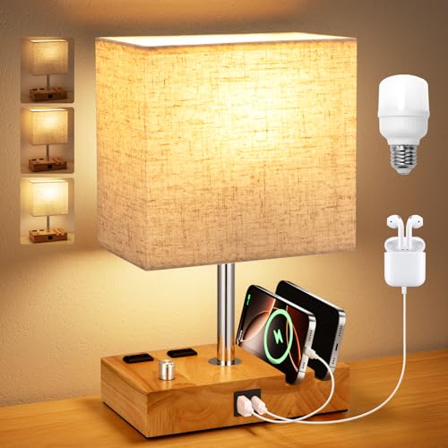 Wood Grain Table Lamp for Bedroom