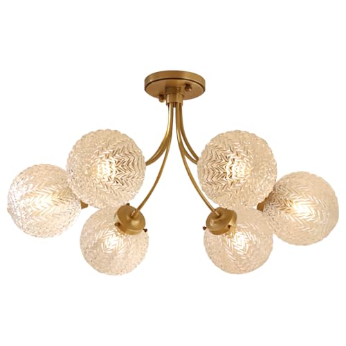 6 Light Snowflake Glass Sputnik Chandelier Vintage Ceiling Light