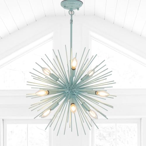 20in 9 Light Blue Modern Sputnik Chandeliers Mid