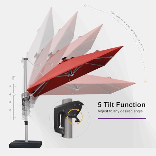 Cantilever Patio Umbrella 9' X 9' Solar LED Light