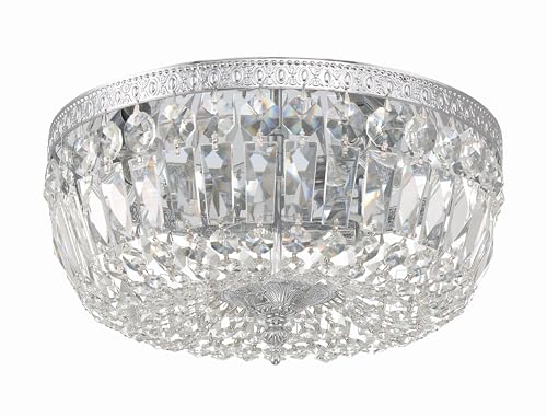 3 Light Spectra Crystal Polished Chrome Flush Mount