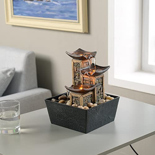 Indoor 3 Tier Tabletop Water Fountain with Soothing Sound