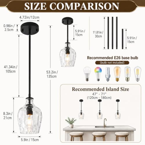 Black Pendant Lights Kitchen Island 2 Pack (2 Count)