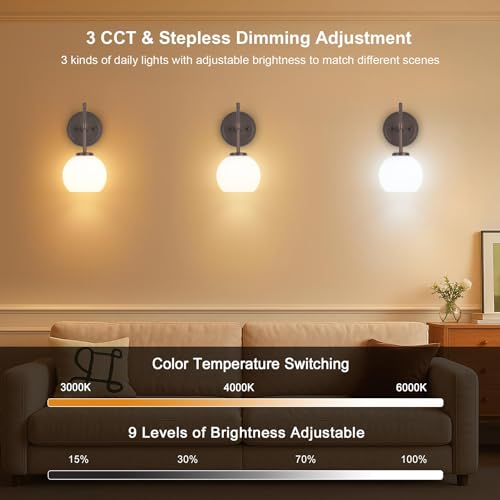 Oil Rubbed Bronze Wireless Rechargeable Wall Sconces Set of 2 (2 Count)