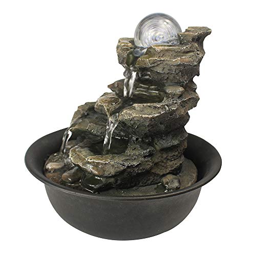 8.3” High Tabletop Water Fountain with Rotating Crystal Ball and LED Light