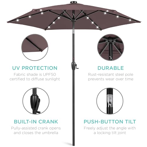 7.5ft Solar Umbrella LED Lighted Patio Umbrella