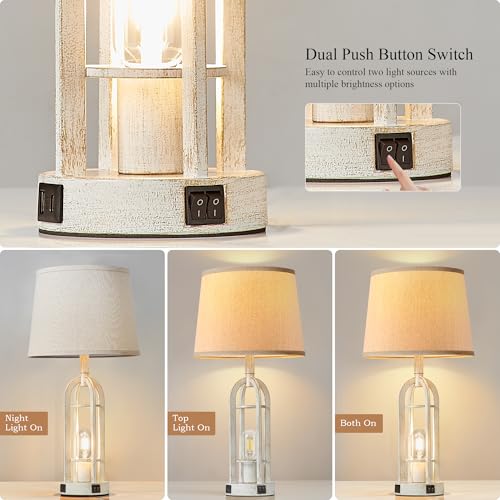 Farmhouse Table Lamps for Living Room Set of 2 (2 Count)