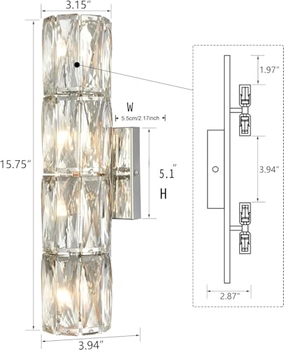 LED Crystal Wall Sconces 15.7" Modern Chrome