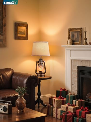 18.72" Black Gold Lantern Flickering Flame Table Lamps Set of 2 (2 Count)