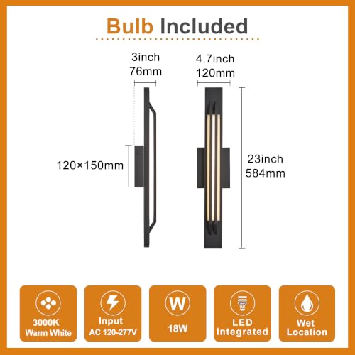 23 Inch Modern Outdoor LED Wall Sconce