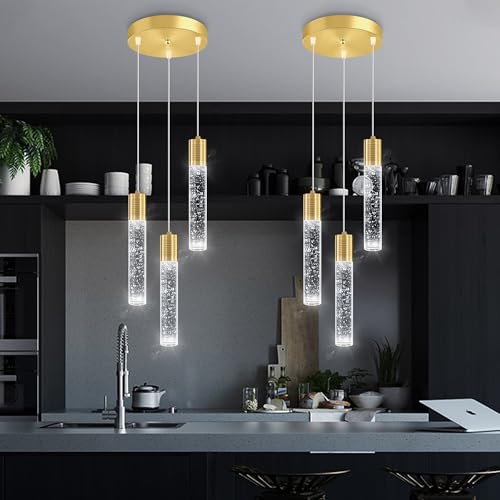 3 Lights Pendant Lights Modern LED Kitchen Island Light Bubble Pendant Light Pendant Lighting for Kitchen Island Dining Room Ceiling Hanging Lights Bedroom Mini Pendent Spot Lights